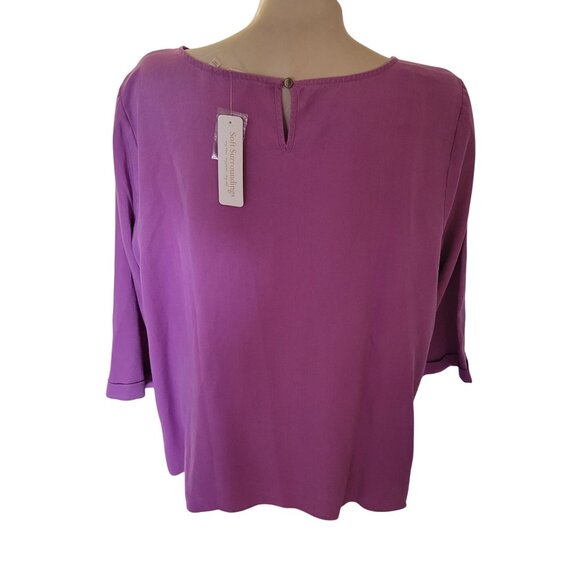 SOFT‎ SURROUNDINGS NEW Womens Pink Pleated Blouse 3/4 Sleeves Plus size 1X - Picture 8 of 12